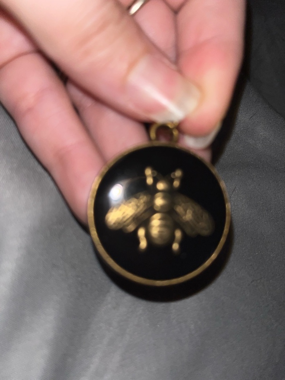 Gucci Branded Round Gold-Tone Pendant